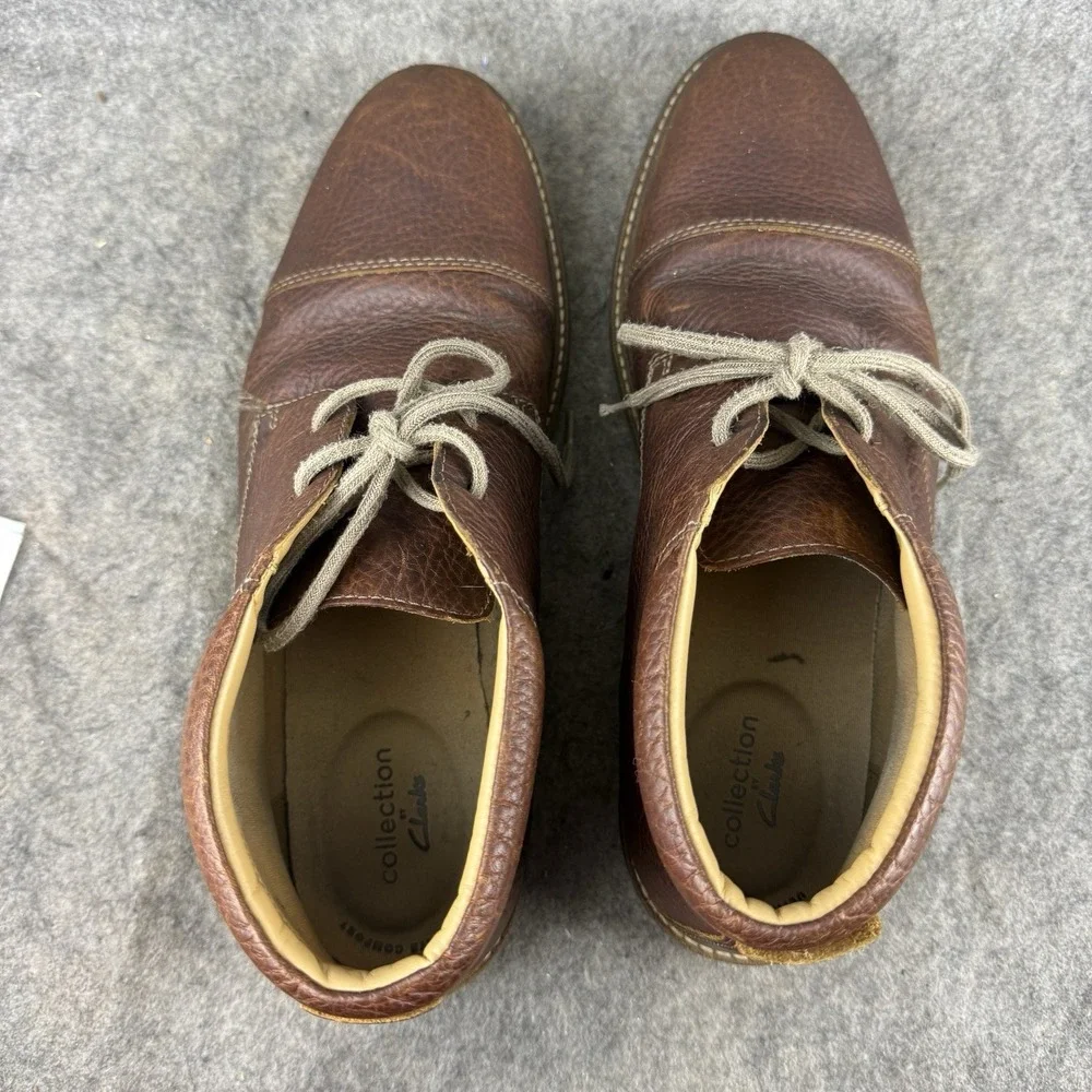 Clarks Grandin Top Chukka Boots Men's 12M Brown Leather Comfort Cap Toe Lace Up